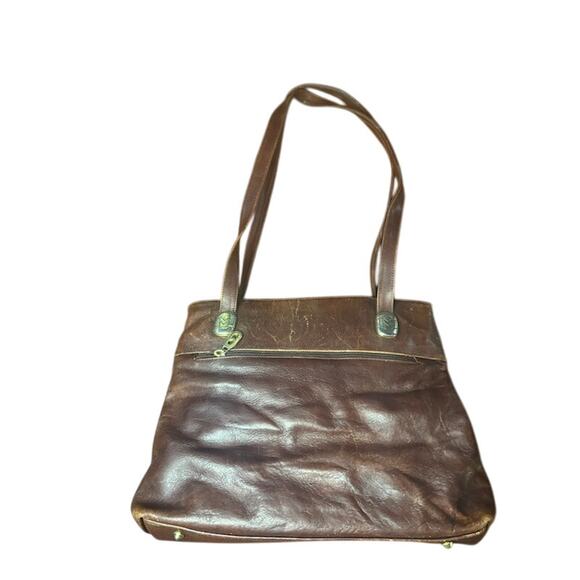 VTG Marino Orlandi Distressed Brown Leather Shoulder / Hand Bag Made in Italy - Picture 14 of 15